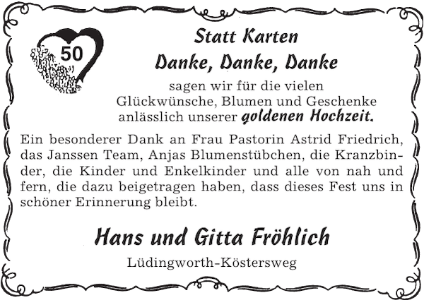 danksagungen goldene hochzeit