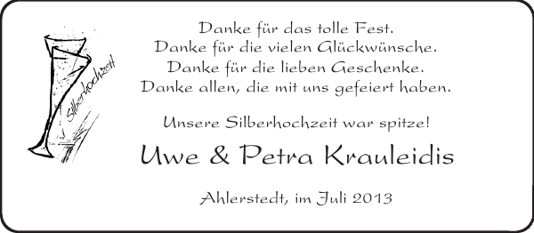 danksagung silberne hochzeit